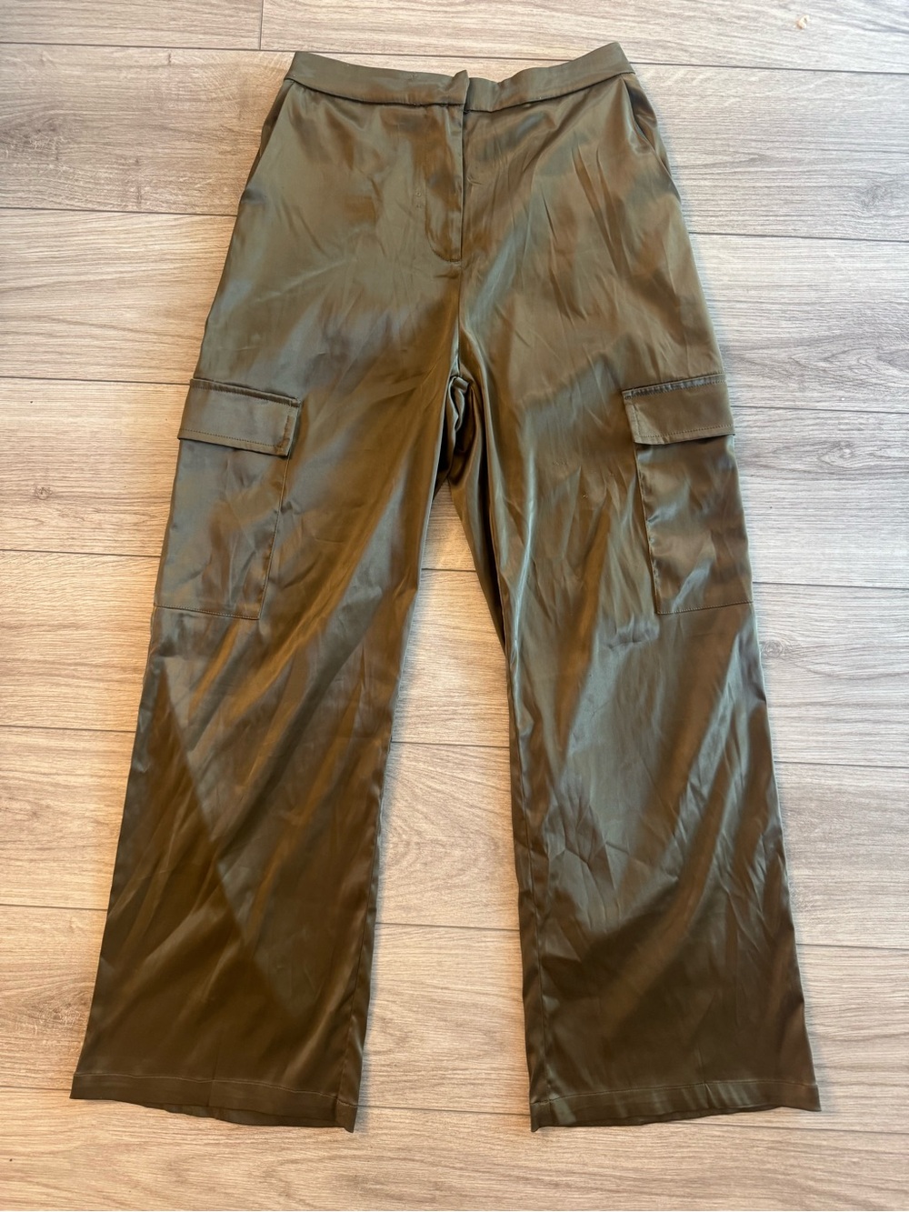 VICI Olive Green Satin Cargo Pants Wide Leg Size Medium